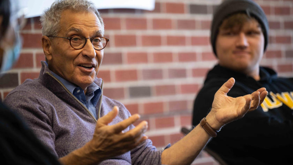 Nicholas Meyer speaking with students