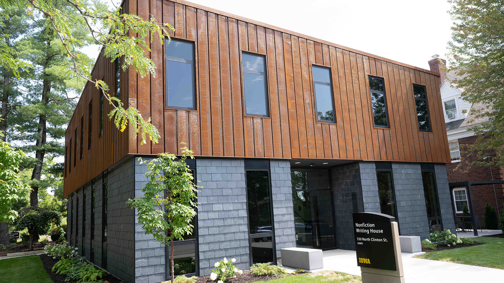 A brown and gray building