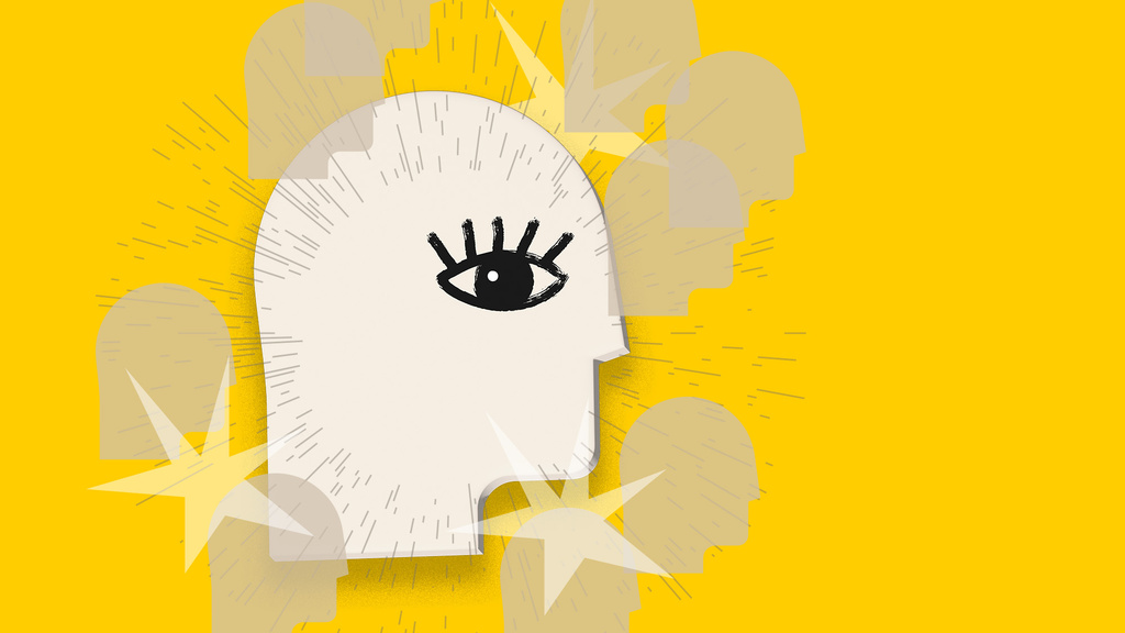 an illustration that shows heads in profile and in silhouette