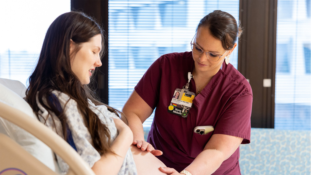 a health care provider caring for a patient in a hospital setting