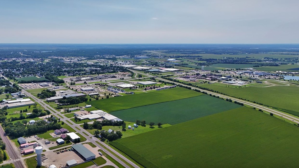 an aerial view of the city of West Burlington, Iowa