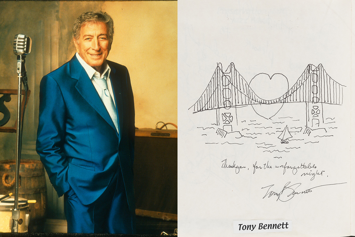Tony Bennett, who performed in 2002 as part of Hancher's 30th anniversary, drew a picture and signed Hancher's guest book.